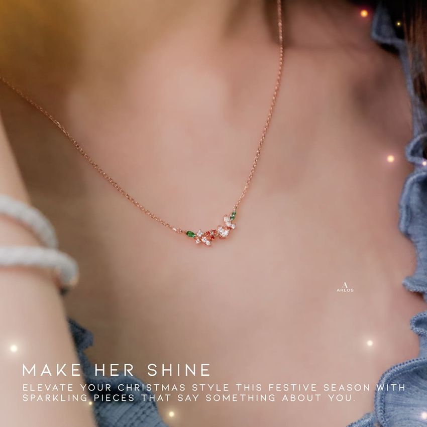 L'amour 浪漫聖誕花頸鏈 (玫瑰金)