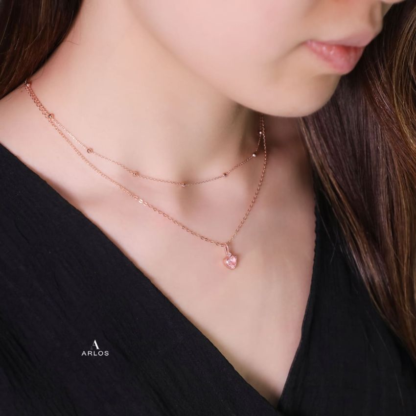 La Joie 摩根石心型頸鏈 (玫瑰金)