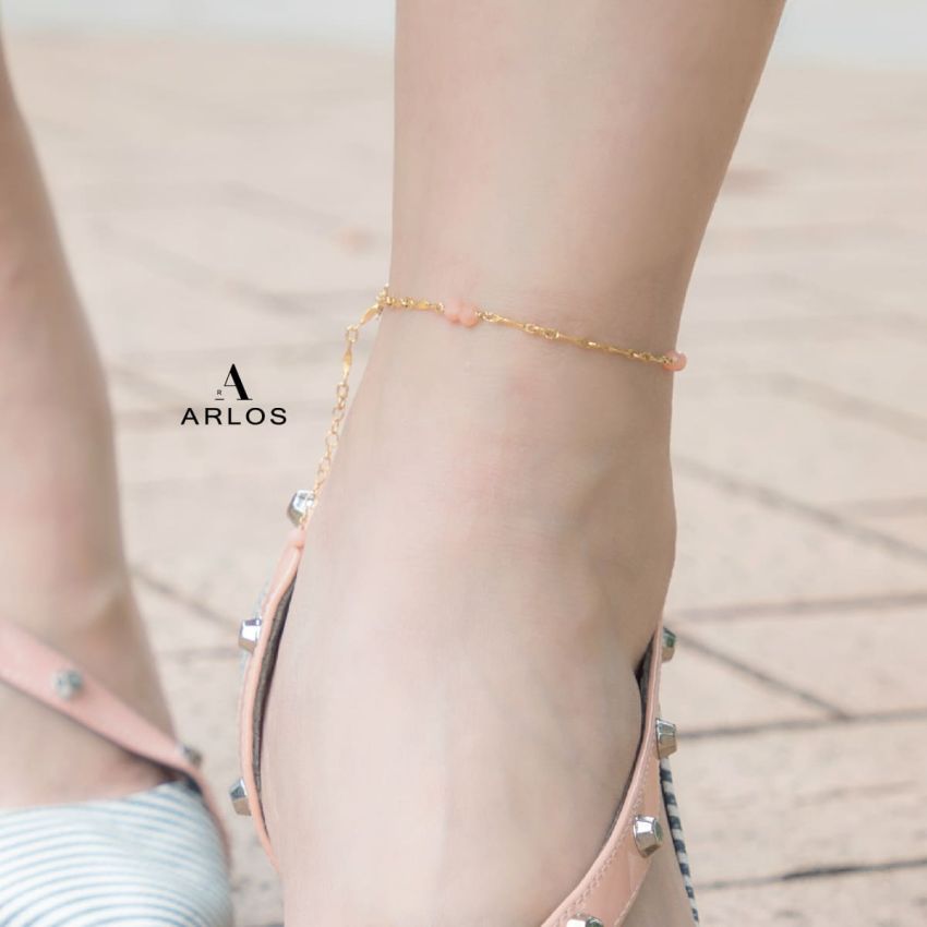 Rila 粉紅澳寶腳鏈 (十月誕生石)