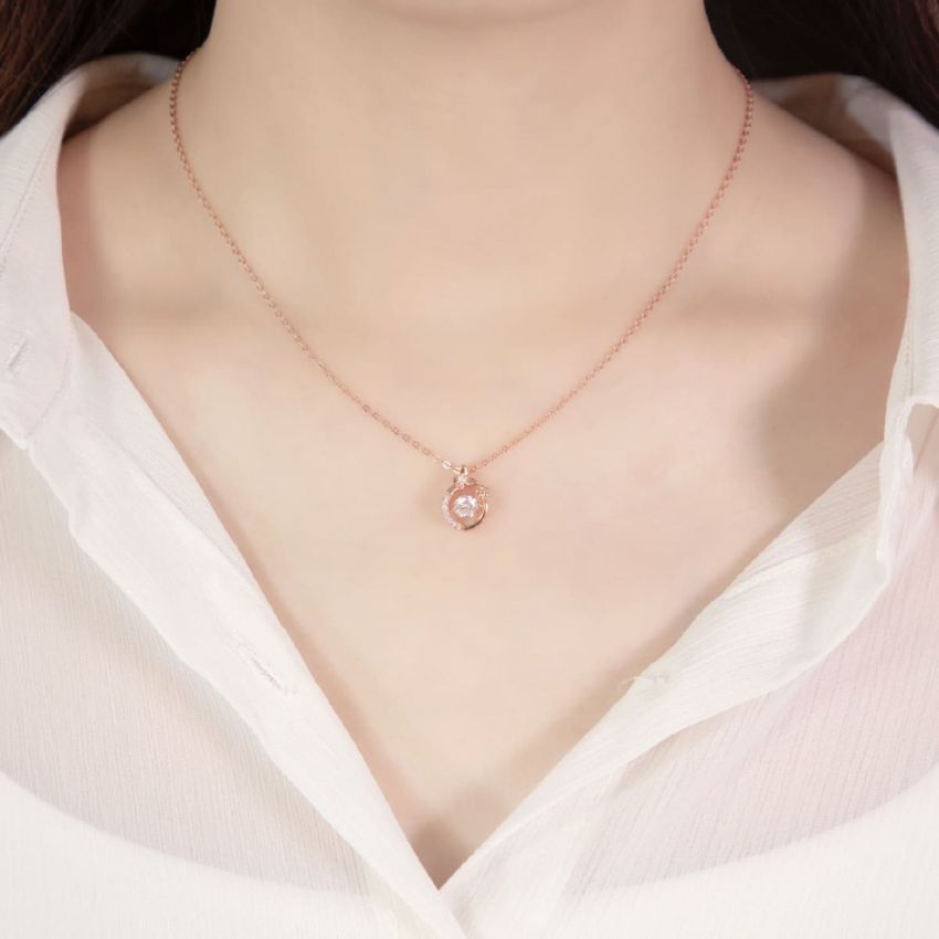 花漾蝴蝶跳動頸鏈 (玫瑰金)