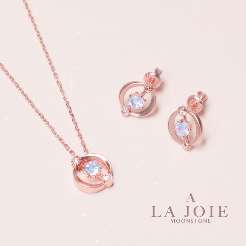 La Joie 藍月亮石星願頸鏈 (玫瑰金)