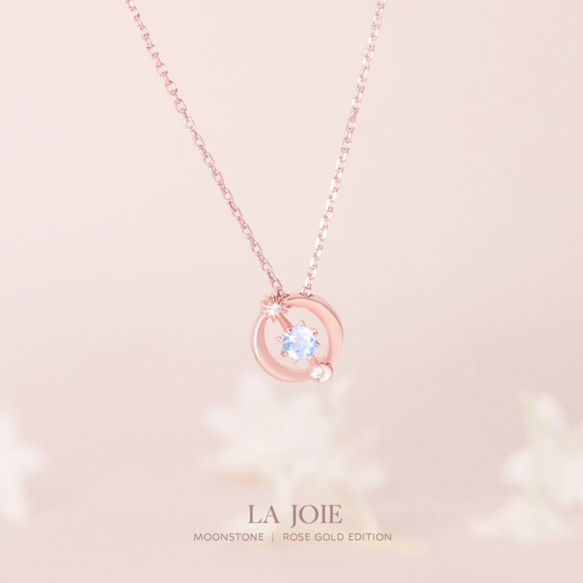 La Joie 藍月亮石星願頸鏈 (玫瑰金)
