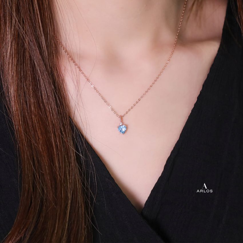 La Joie 托帕石心型頸鏈 (玫瑰金)