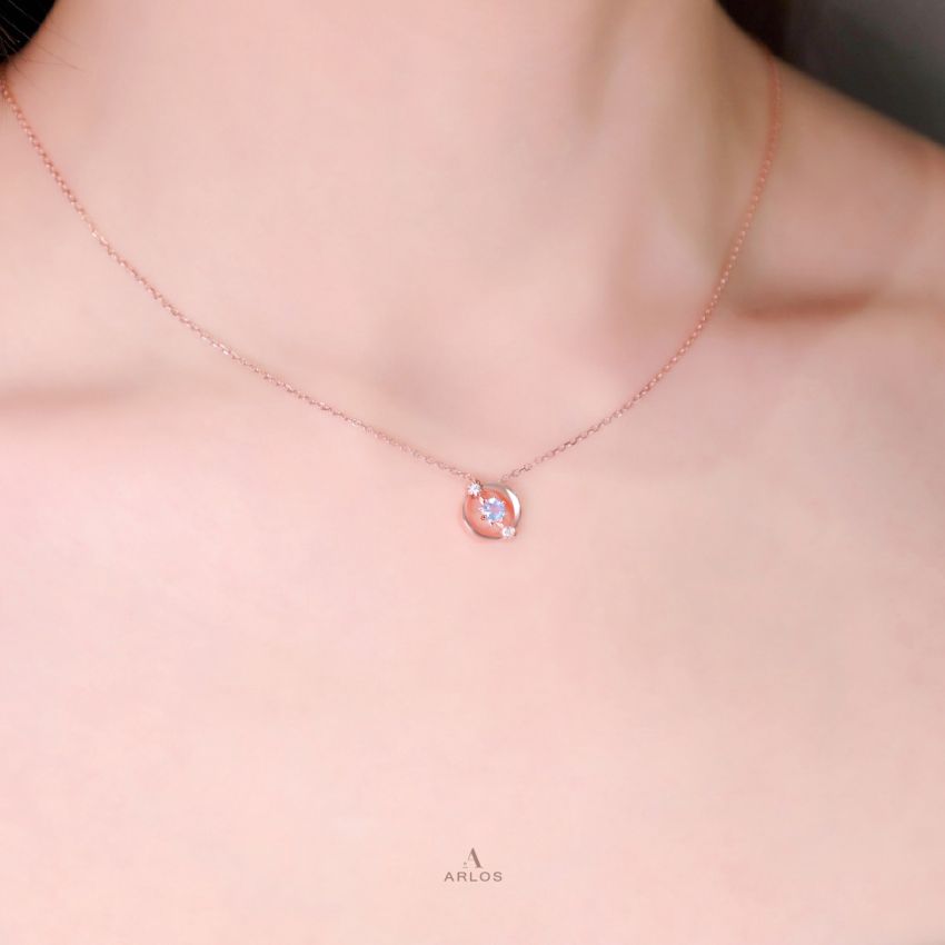 La Joie 藍月亮石星願頸鏈 (玫瑰金)