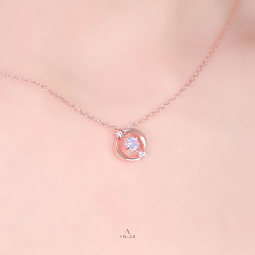 La Joie 藍月亮石星願頸鏈 (玫瑰金)