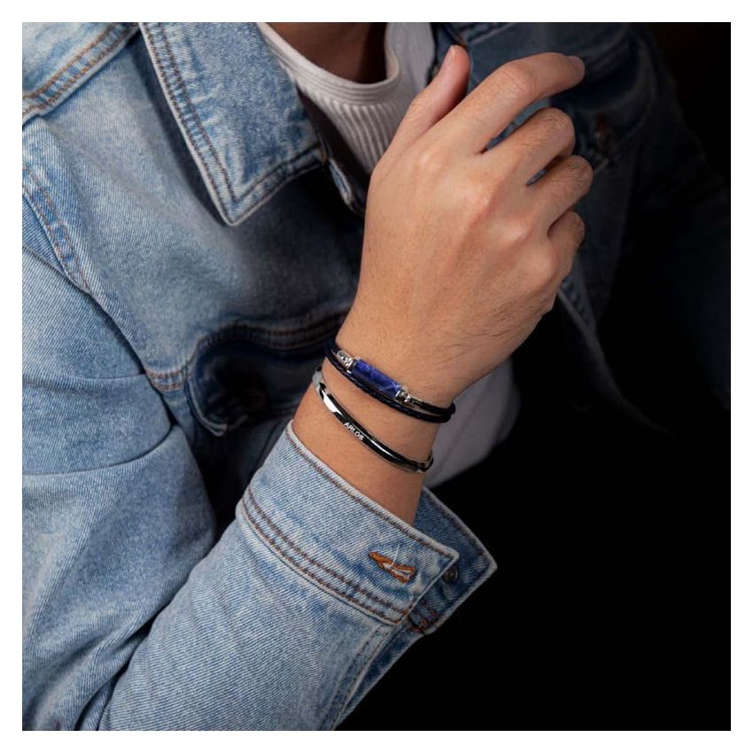 藍紋石CC皮繩 (雙圈)