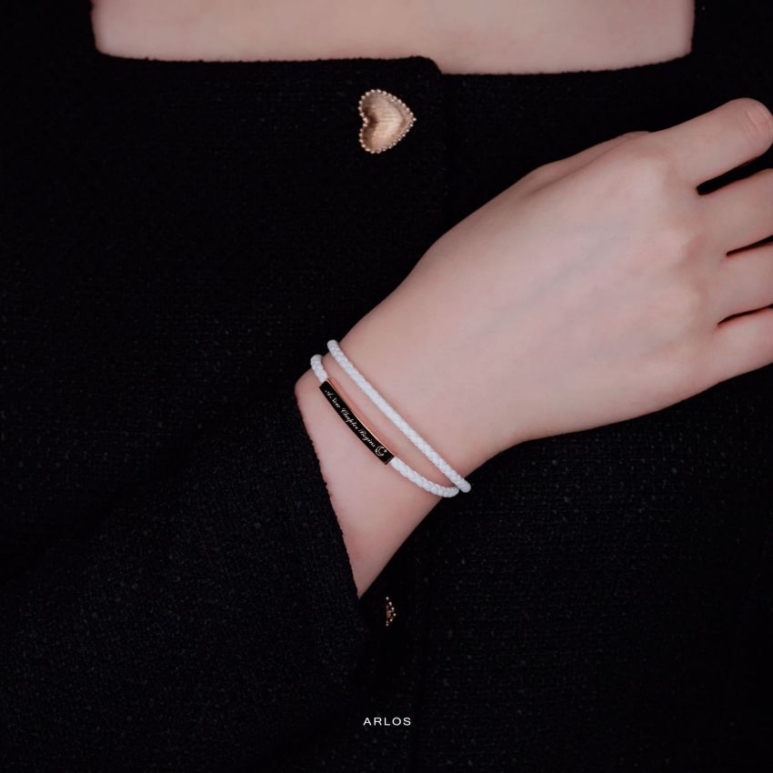 Le Tien 雙層皮革手環 (星光白)