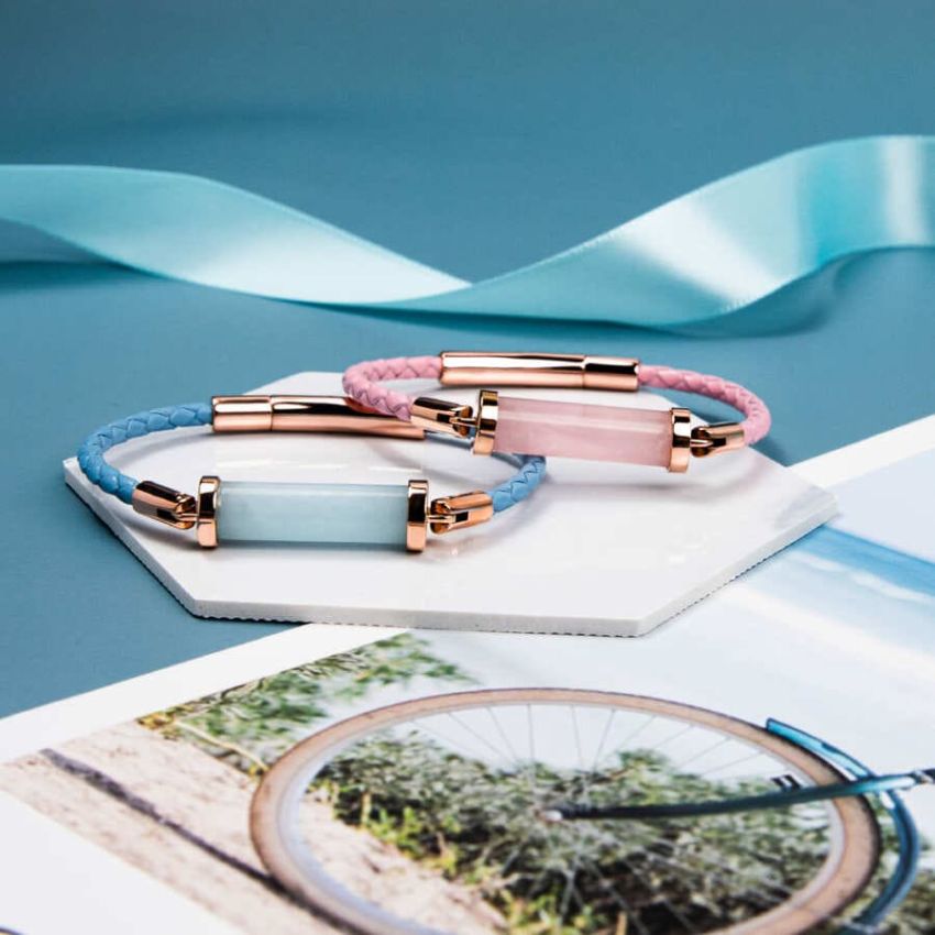 粉晶CC皮繩 (單圈)