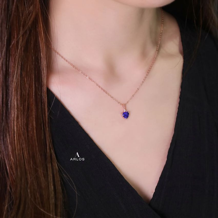 La Joie 坦桑石心型頸鏈 (玫瑰金)