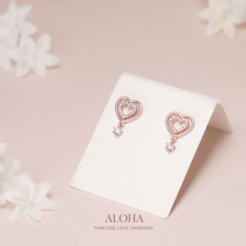 Aloha 愛心水滴耳環