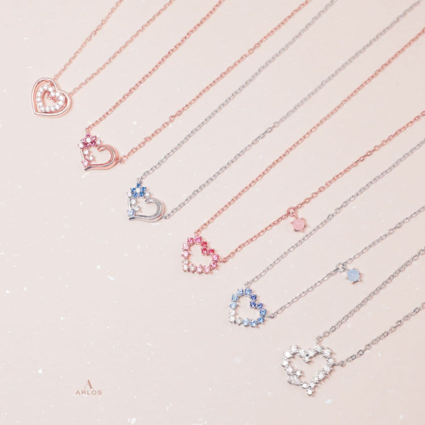 L'amour 花漾愛心頸鏈 (玫瑰金)