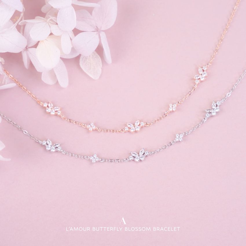L'amour 花漾蝴蝶手鏈 (玫瑰金)