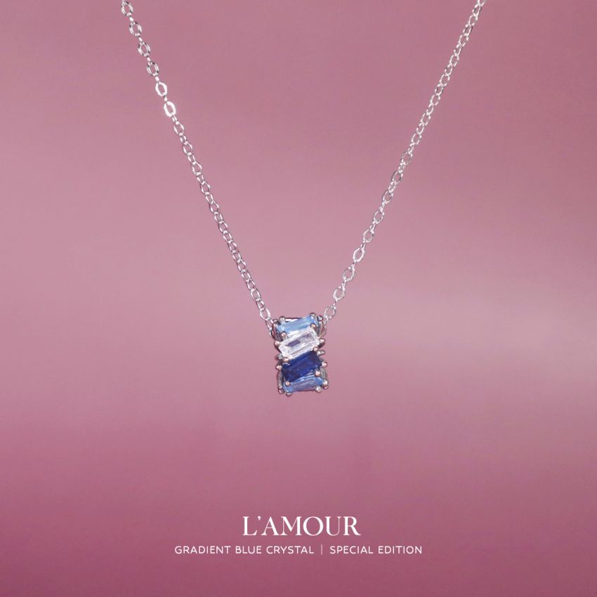 L'amour 漸變藍水晶頸鏈