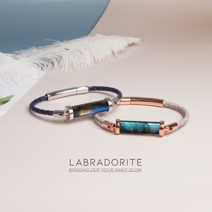 拉長石CC皮繩 (單圈)