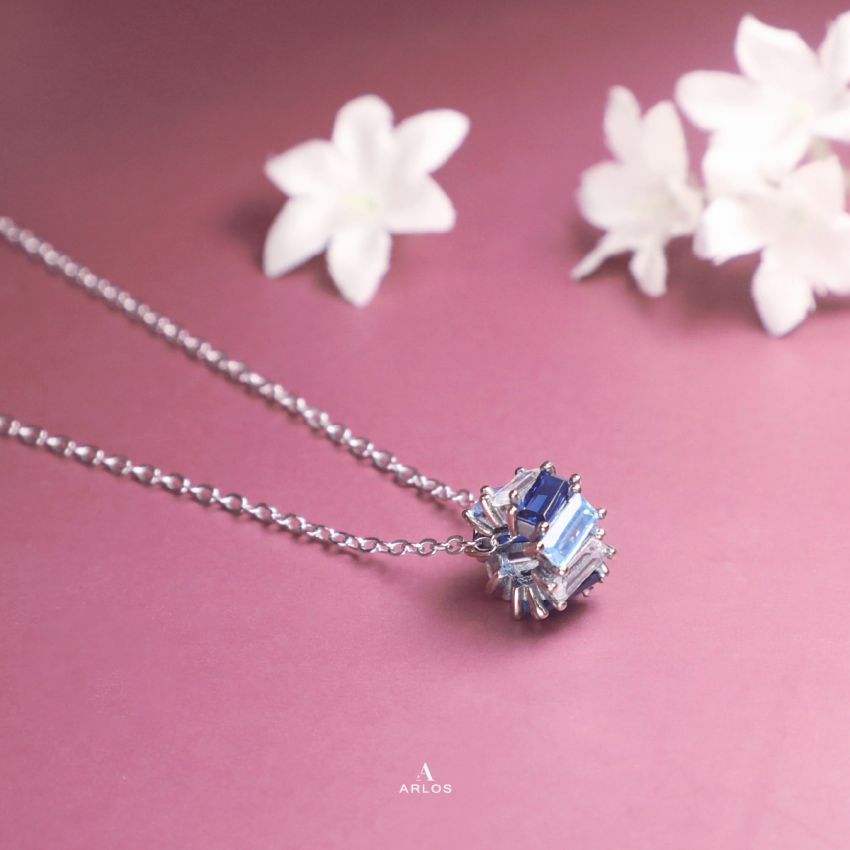 L'amour 漸變藍水晶頸鏈