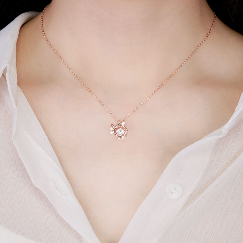 浪漫玫瑰跳動項鏈 (玫瑰金)