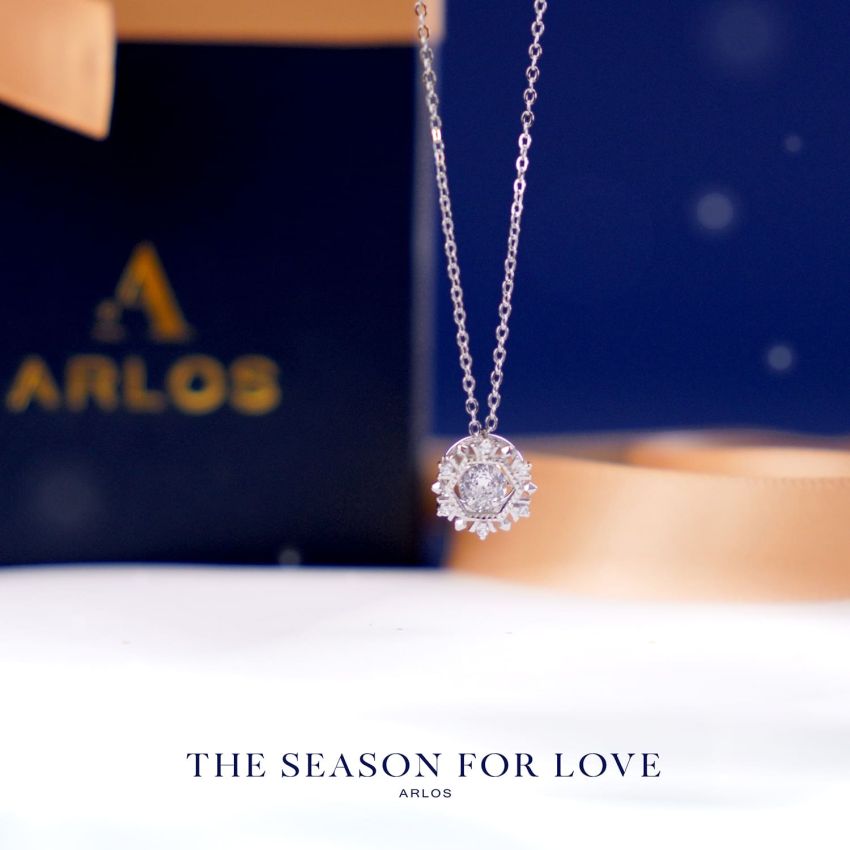 冬日浪漫雪花跳動項鏈 (白金色)