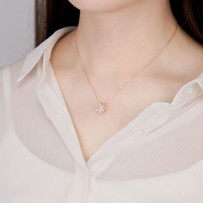 冬日浪漫雪花跳動項鏈 (玫瑰金)