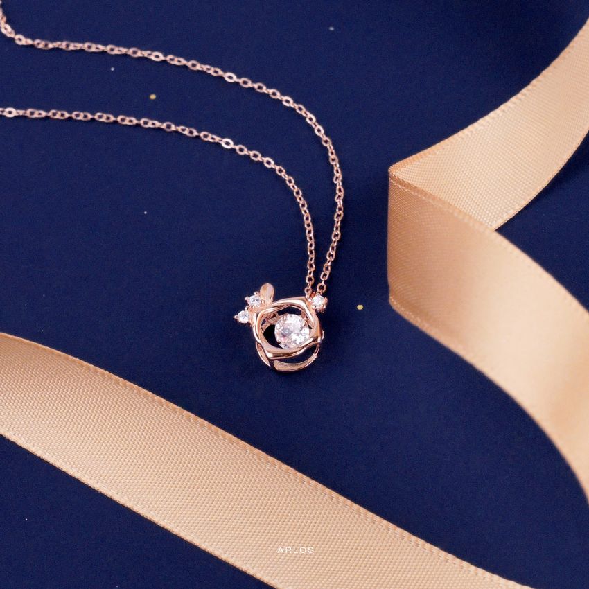 浪漫玫瑰跳動項鏈 (玫瑰金)