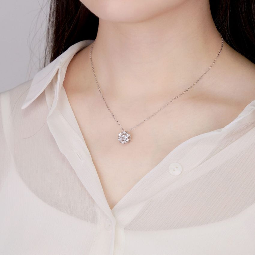 冬日浪漫雪花跳動項鏈 (白金色)