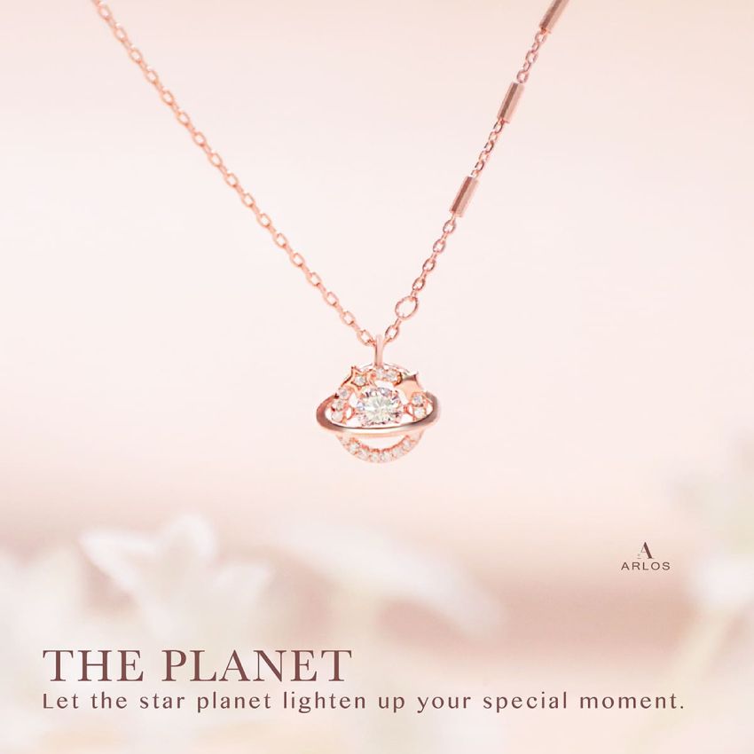閃爍星球跳動頸鏈 (玫瑰金)