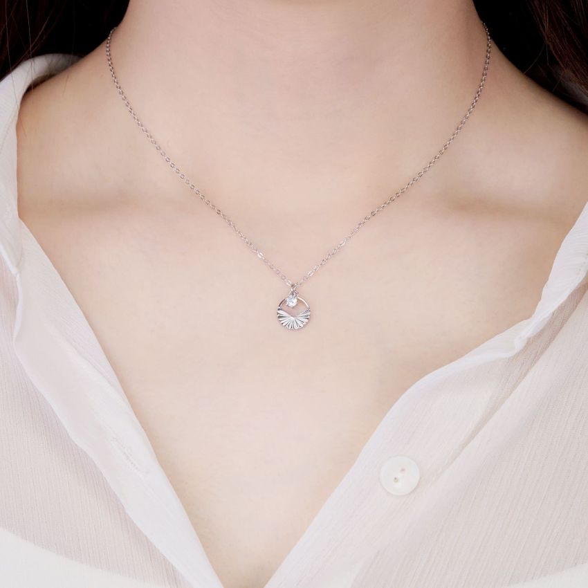 L'amour 個性閃爍光環項鏈 (白金色)