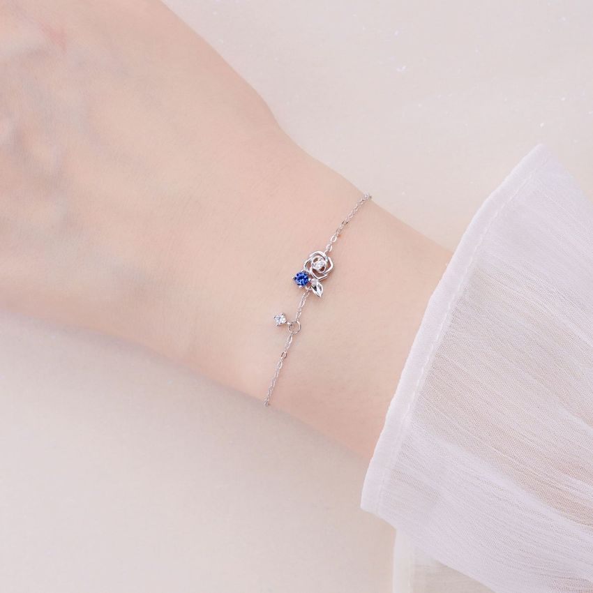 L'amour 浪漫玫瑰手鏈 (白金色)