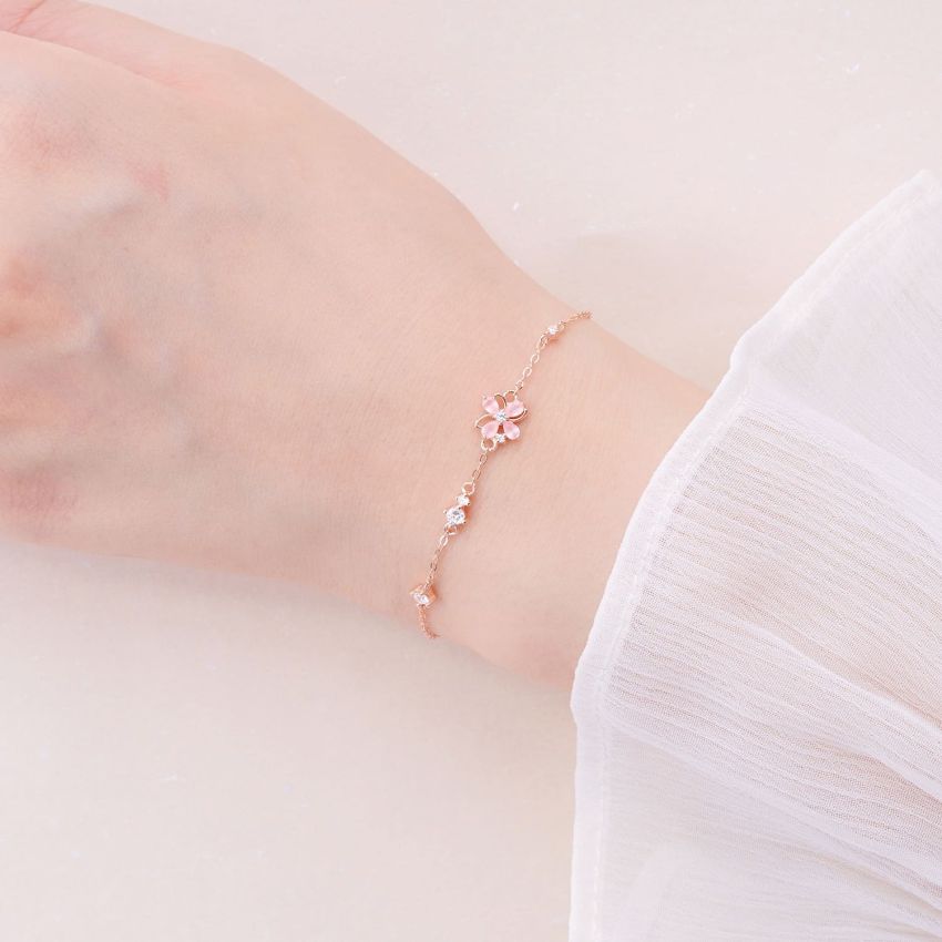 L'amour 櫻花綻放手鏈 (玫瑰金)