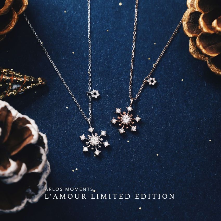 L'amour 冬日浪漫雪花頸鏈 (玫瑰金)