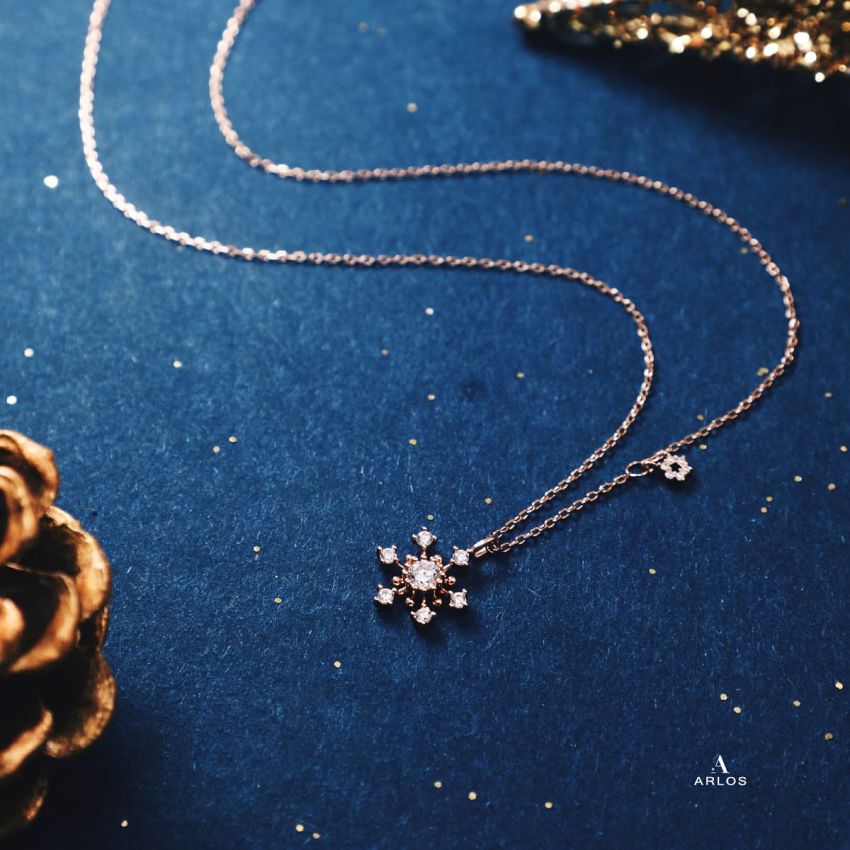 L'amour 冬日浪漫雪花頸鏈 (玫瑰金)