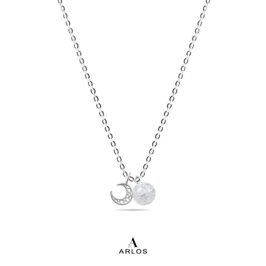 The Moon 白冰花水晶頸鏈