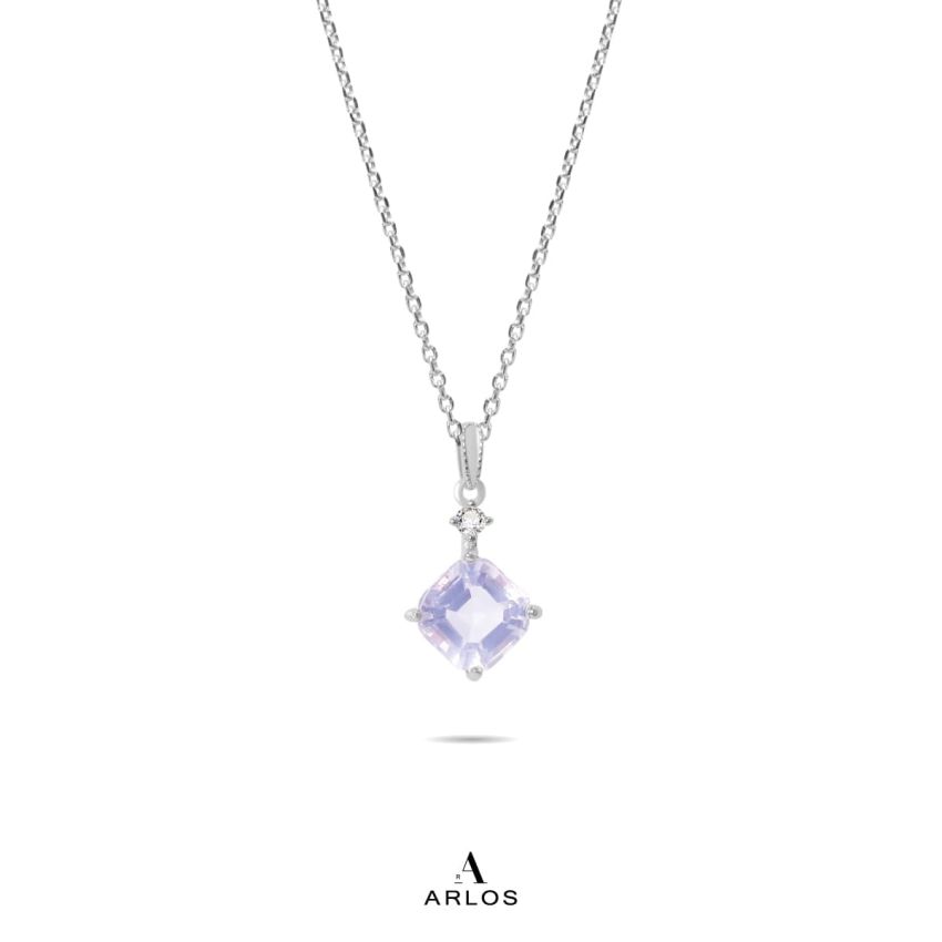 La Joie 個性薰衣草紫水晶頸鏈 (白金色)