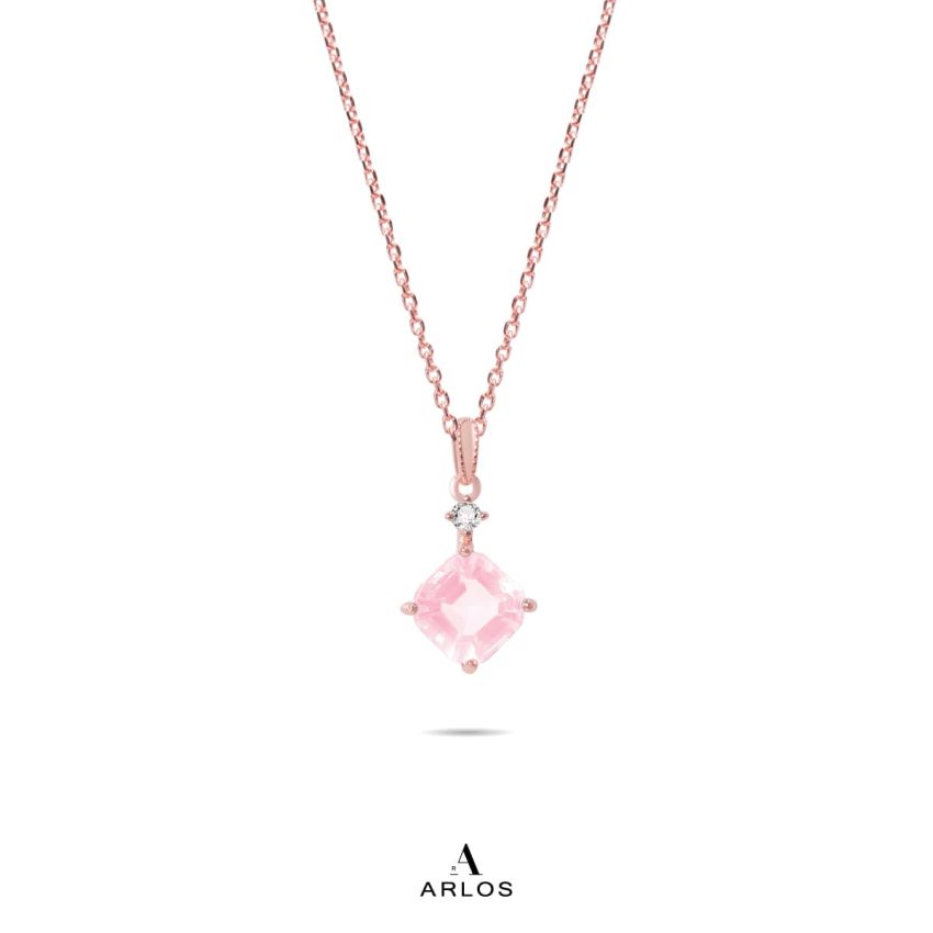 La Joie 個性粉晶頸鏈 (玫瑰金)