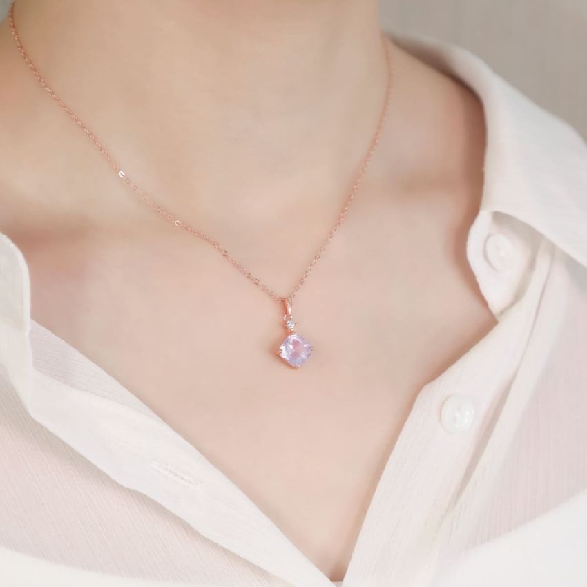 La Joie 個性薰衣草紫水晶頸鏈 (玫瑰金)