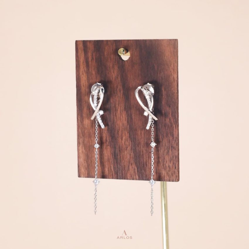 Aloha 閃爍流星耳環 (白金色)