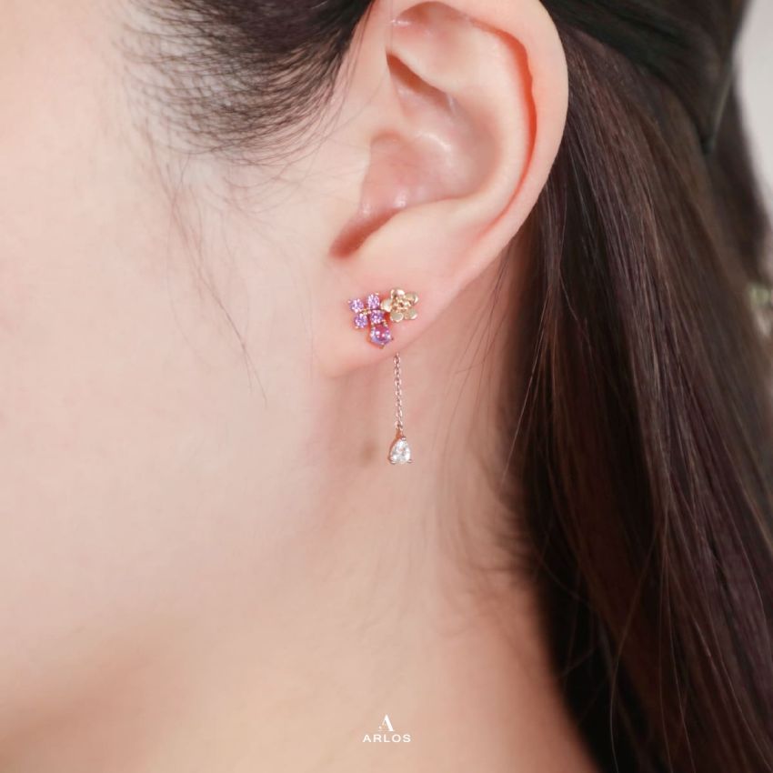 Aloha 優雅紫色小花耳環