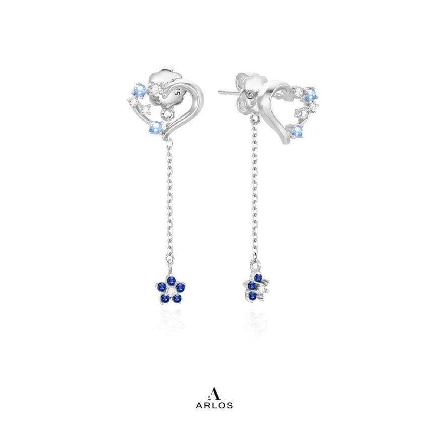 L'amour 花漾愛心耳環 (白金色)