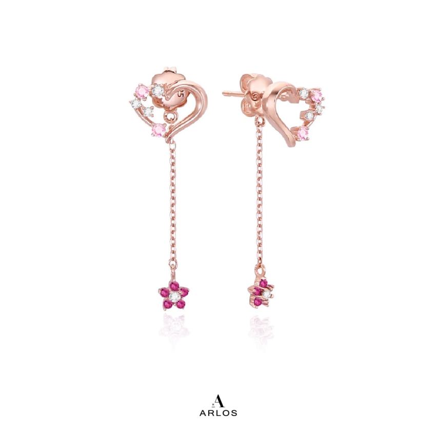 Aloha 花漾愛心耳環 (玫瑰金)