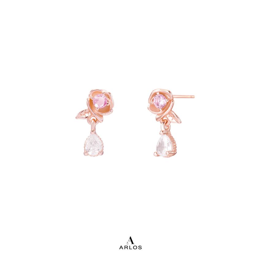 Aloha 永恆玫瑰綻放耳環 (玫瑰金)