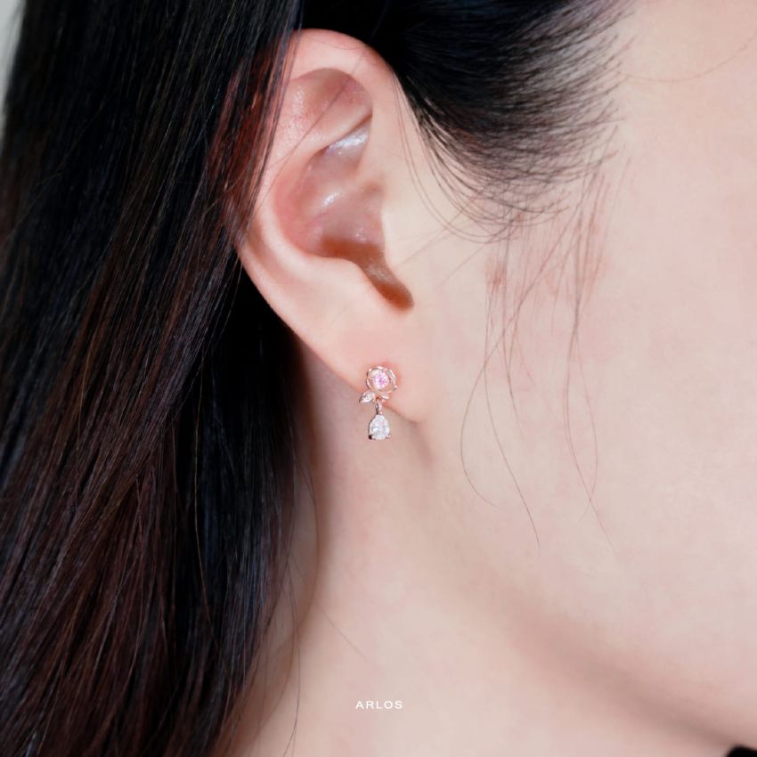 Aloha 永恆玫瑰綻放耳環 (玫瑰金)