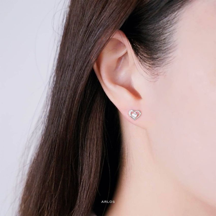 Aloha 浪漫甜心耳環 (白金色)