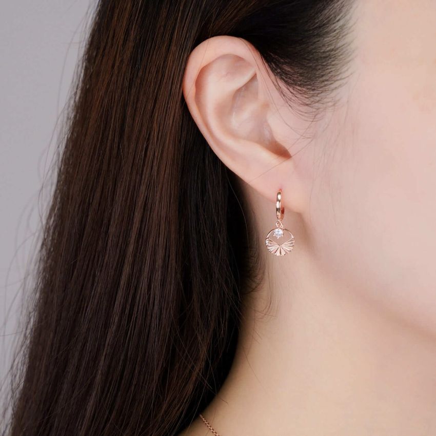 Aloha 個性閃爍光環耳環 (玫瑰金)