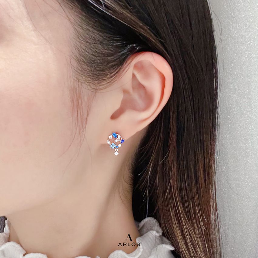 Aloha 冬日雪花花圈耳環