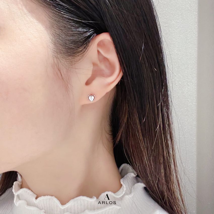 Aloha 閃爍甜心耳環 (白金色)