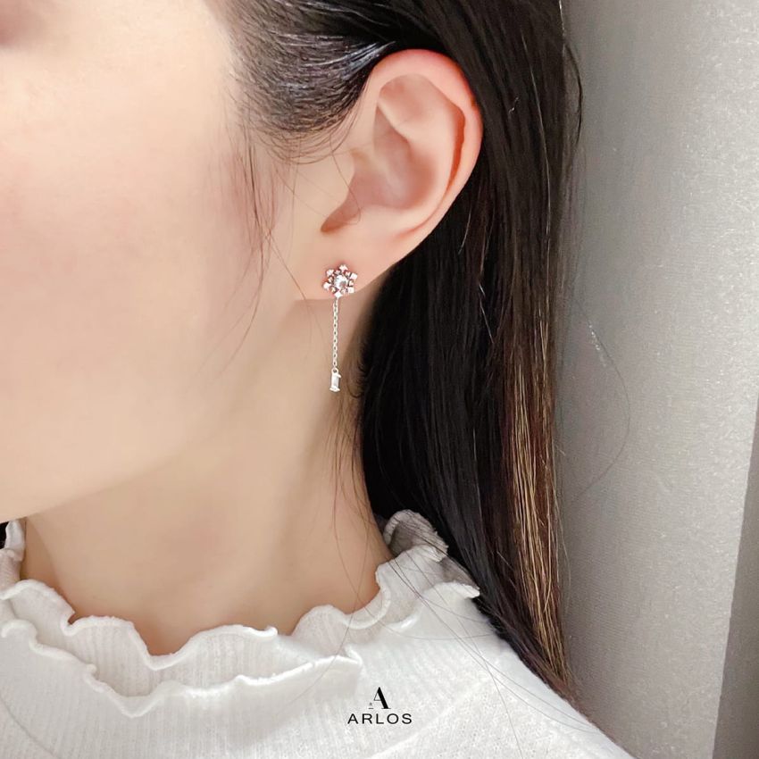 Aloha 雪花水滴耳環 (白金色)