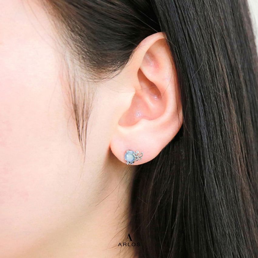 Aloha 天空藍水晶蝴蝶耳環