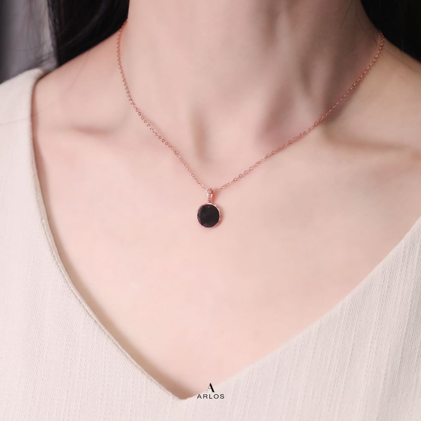 Ariel 黑曜石頸鏈 (玫瑰金)