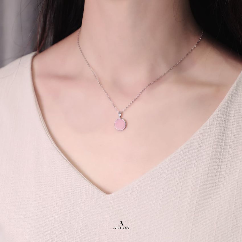 Ariel 粉晶頸鏈（白金色）