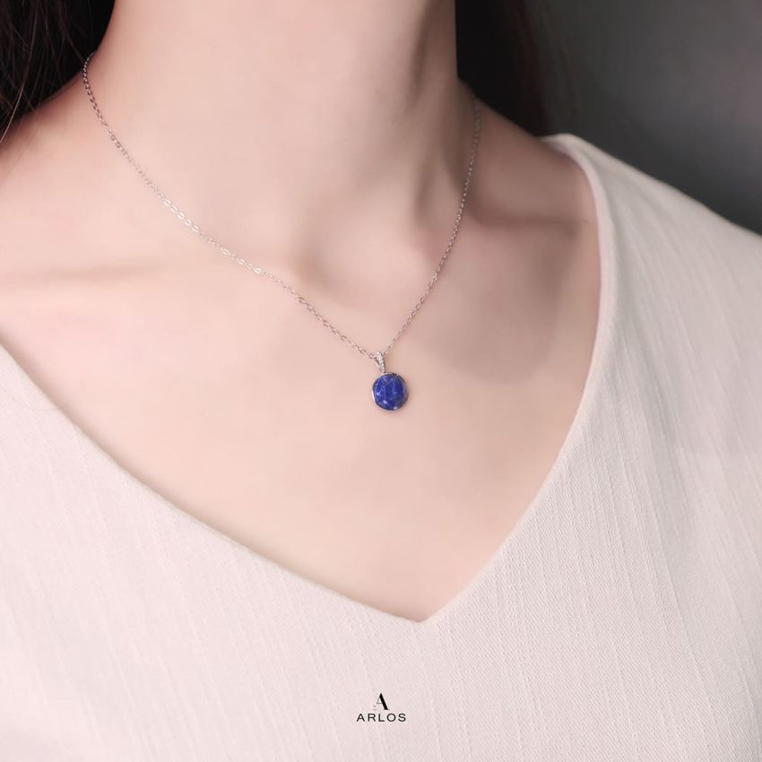 Ariel 藍紋石頸鏈 (白金色)