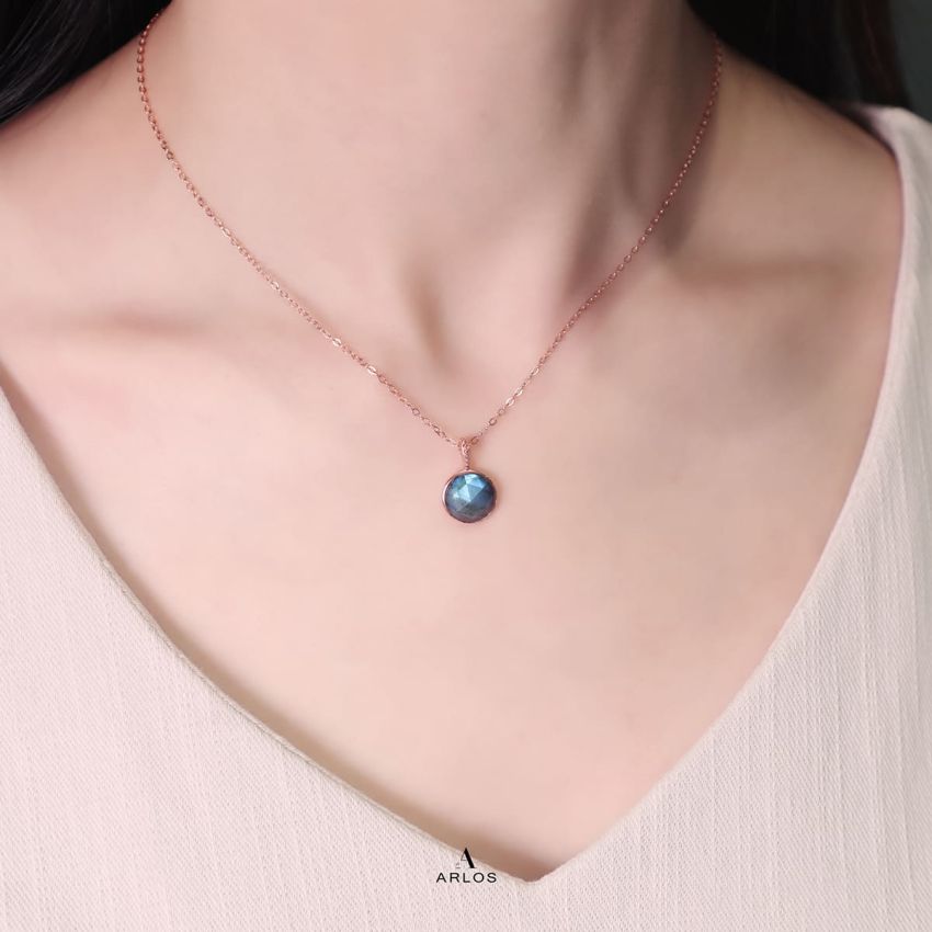 Ariel 拉長石頸鏈 (玫瑰金)